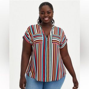 Georgette Zip-Front Dolman Blouse